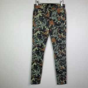 Hudson Women Jeans Size 27 Green Camo Barbara Supper Skinny Stretch Denim